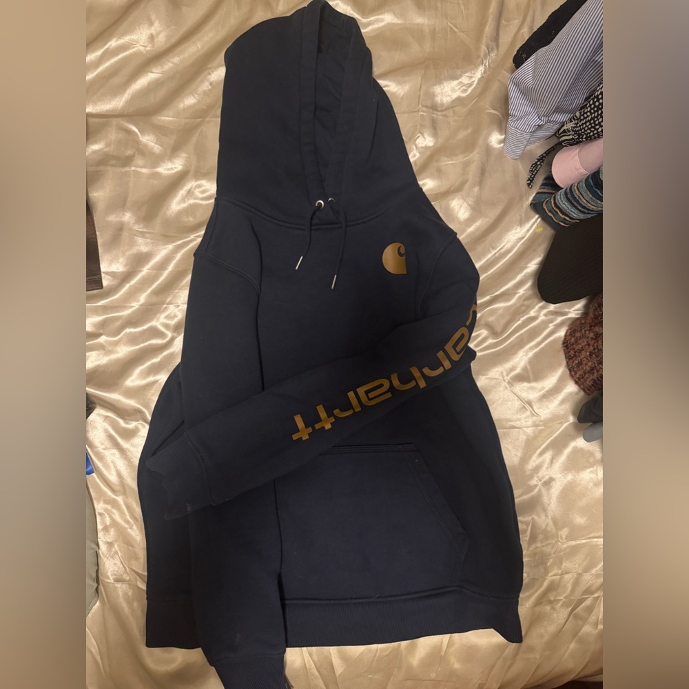 Carhartt Navy Hoodie with Gold Accents